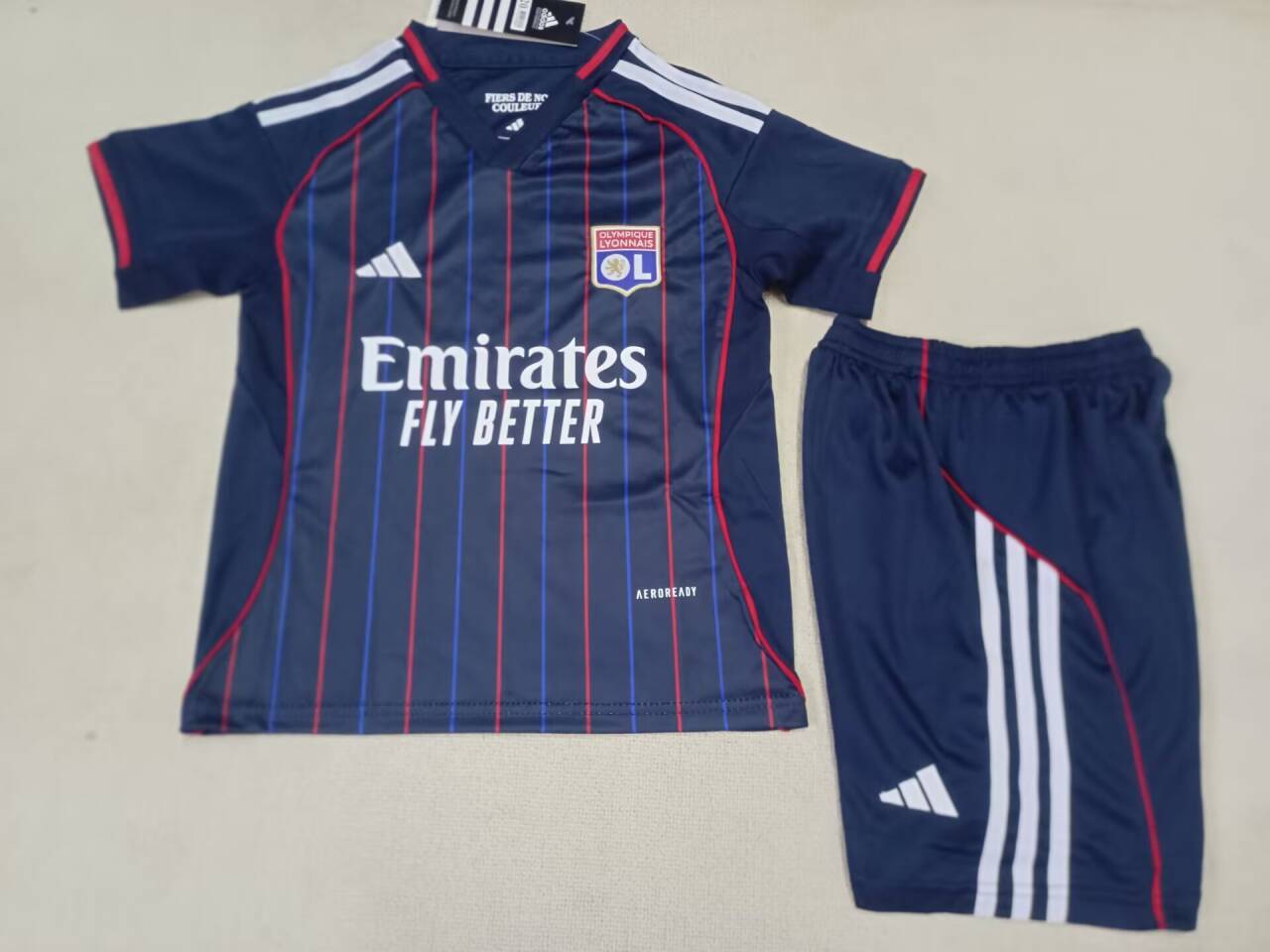 Kids-Lyon 25/26 Away Dark Blue Soccer Jersey